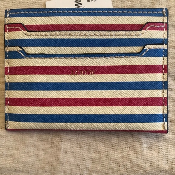 New NWT J. Crew card case wallet Stripe embossed Ciao - Picture 3 of 4